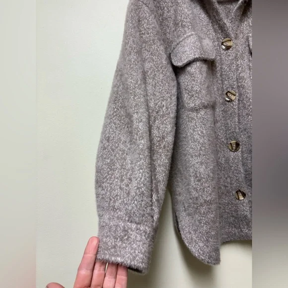 Z Supply Heather Latte Oversized Tucker Jacket - Small - Picture 10 of 16